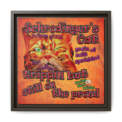 schrodinger's cat - framed canvas art (burnt orange)