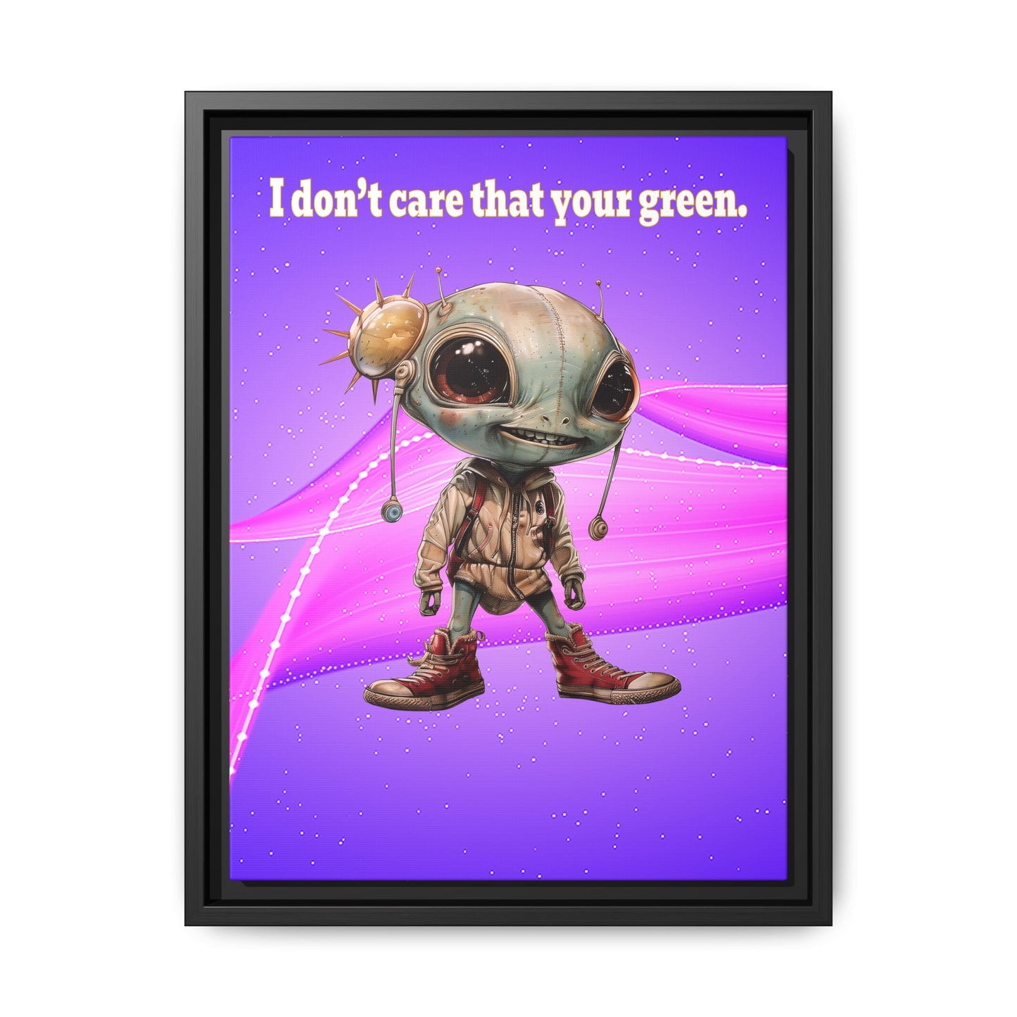 I don't care that your green - framed canvas art (purple-pink wave)