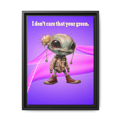 I don't care that your green - framed canvas art (purple-pink wave)