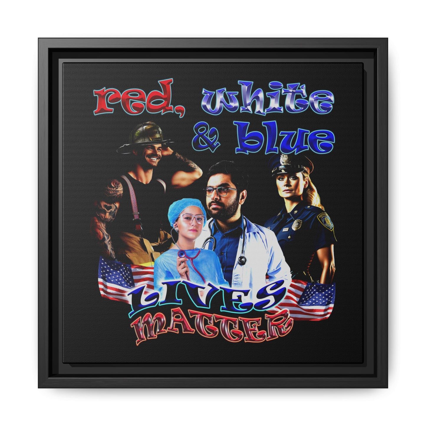 rw&b lives matter - framed canvas art (black)