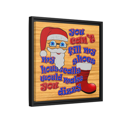santa's shoes - framed canvas art (butterscotch wood finish)