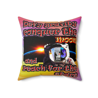 defy conquer reach - Faux Suede Square Pillow - (color blur)