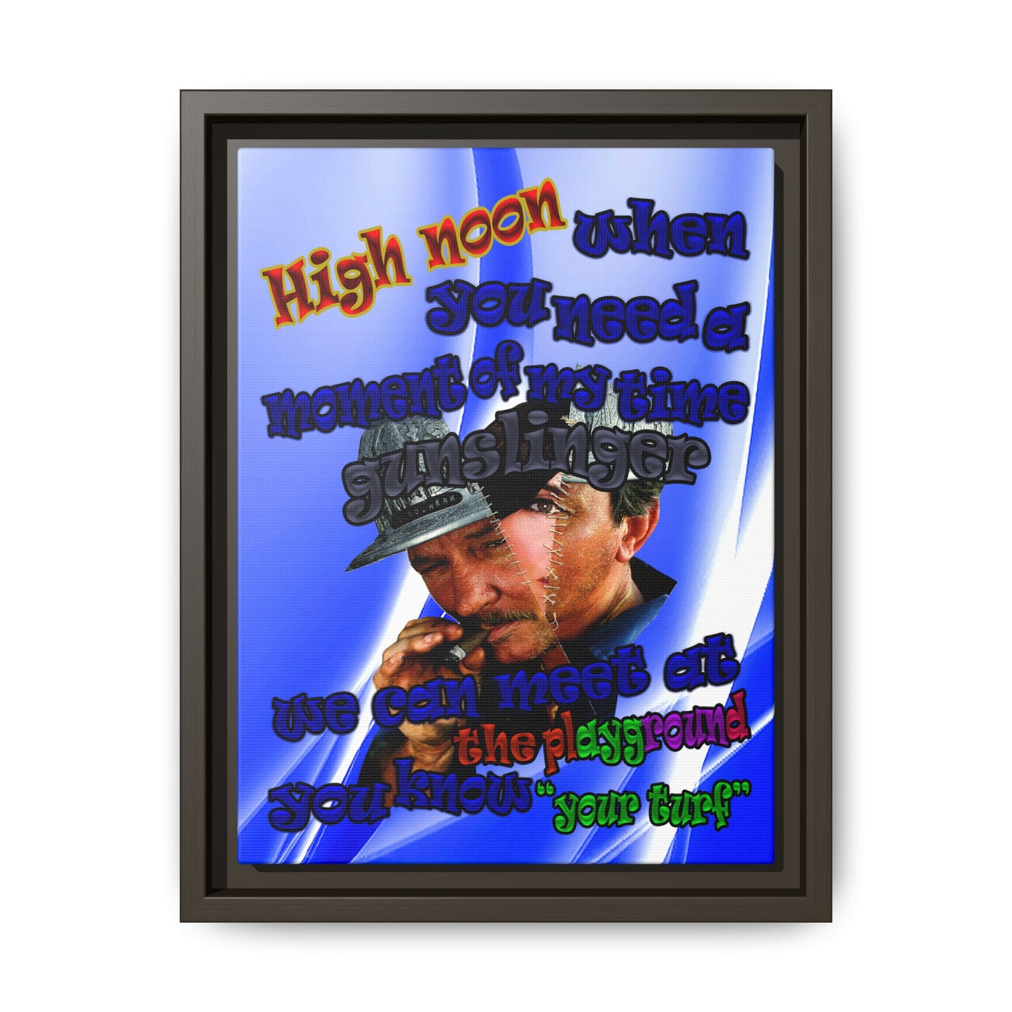 high noon - framed canvas art (blue-white wave)