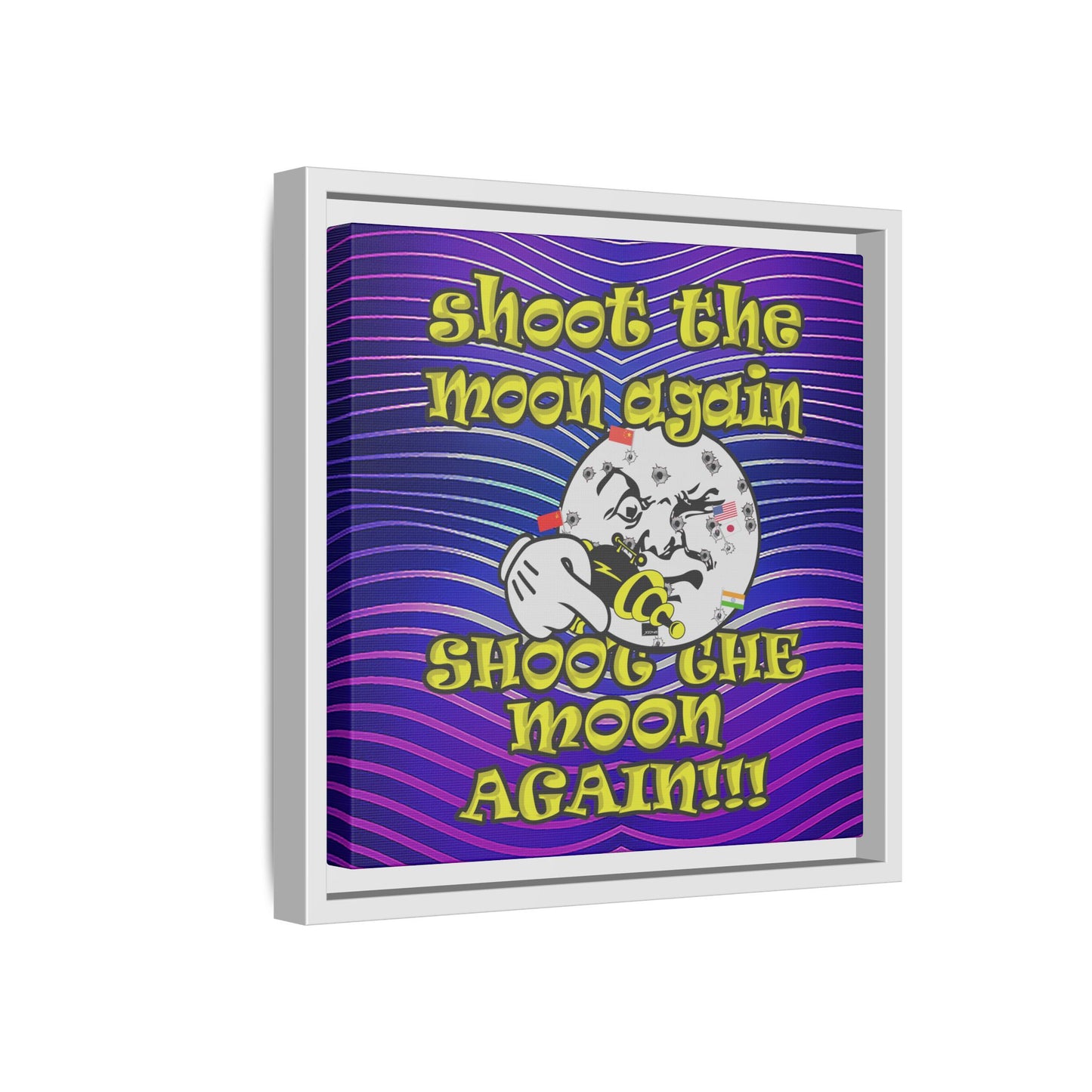 shoot the moon again - framed canvas art (purple wave)