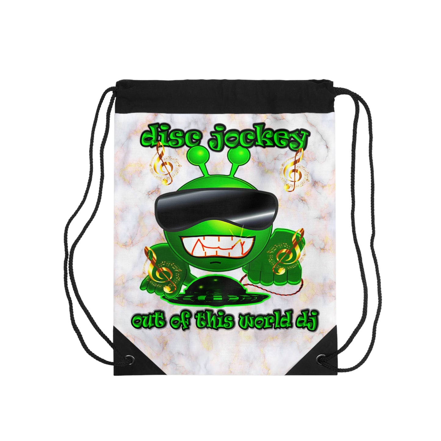 disc jockey - Drawstring Bag (white marble)