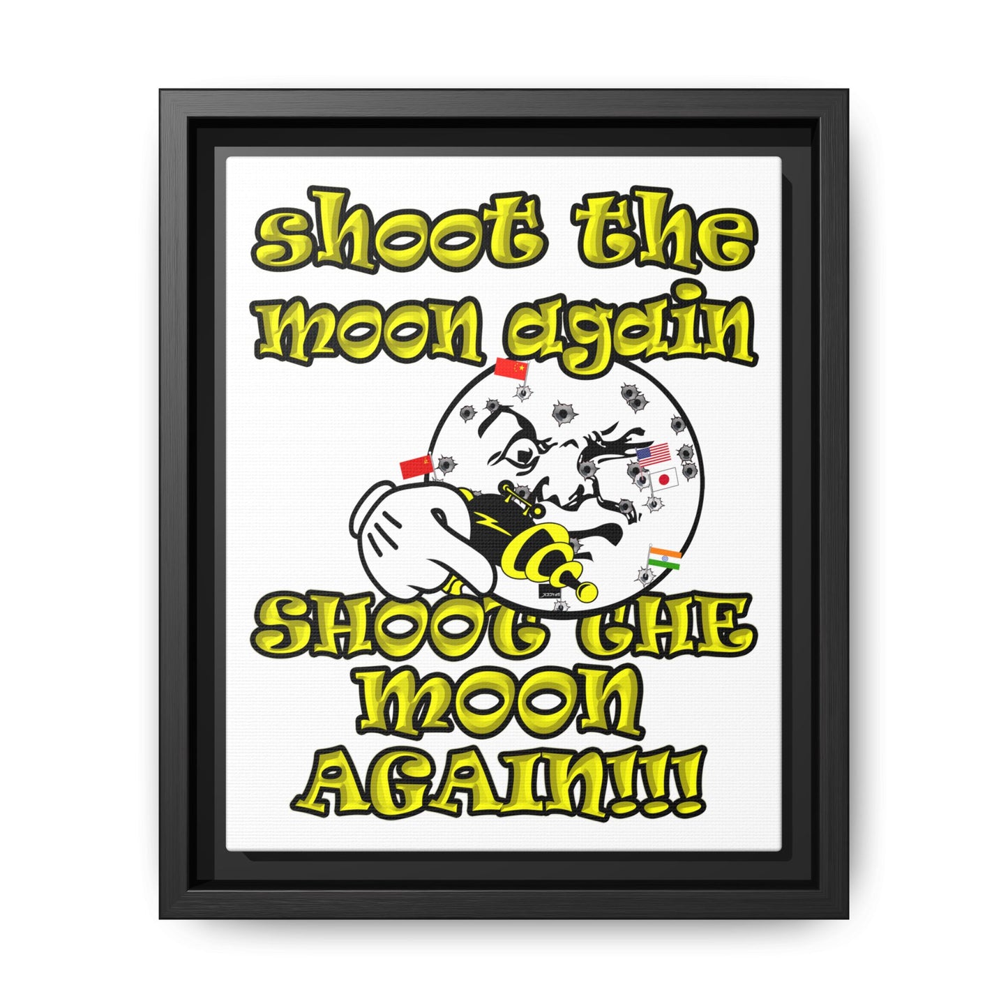 shoot the moon again - framed canvas art (white)