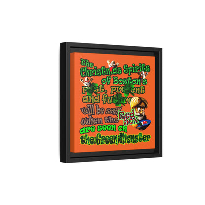 christmas spirits of boston - framed canvas art (orange)