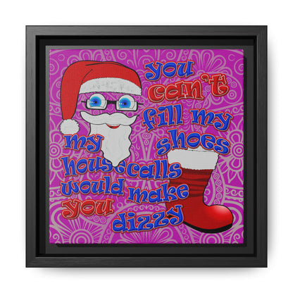 santa's shoes - framed canvas art (pink swirl)