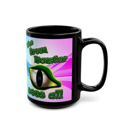 green monster - Black Mug (light blue-pink wave)