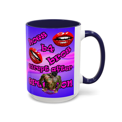 hoes b4 bros - Accent Mug (purple-pink wave)