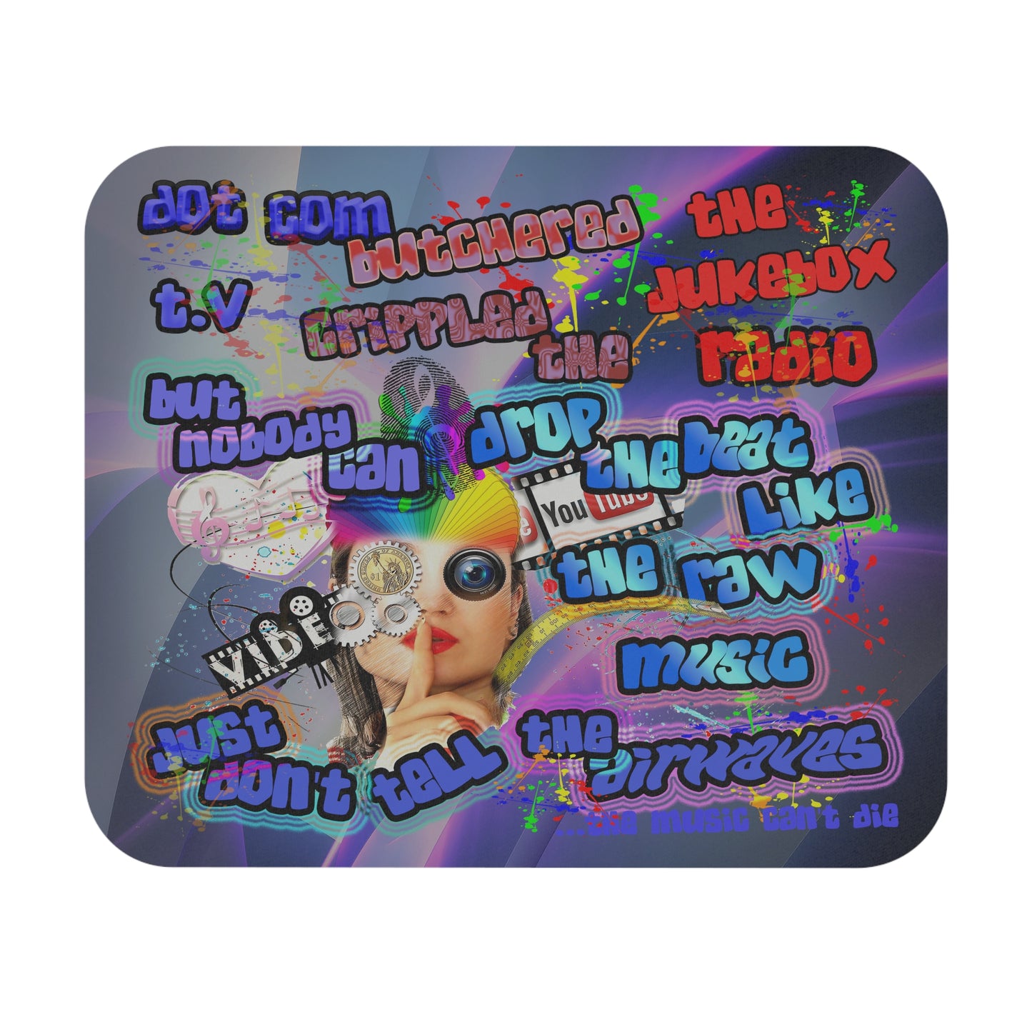 drop the beat - Mouse Pad (Rectangle) (grey-pink wave)