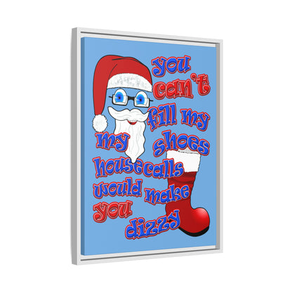 santa's shoes - framed canvas art (light blue)