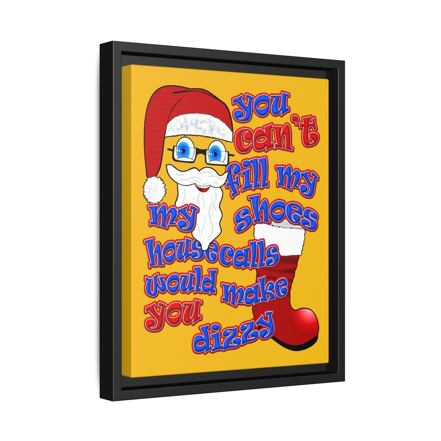 santa's shoes - framed canvas art (yellow)