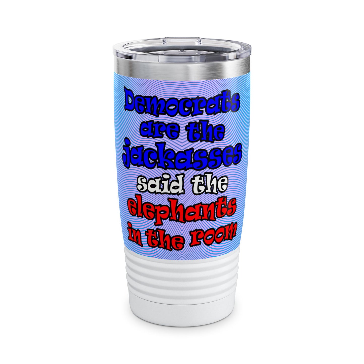 donkeys and elephants - Ringneck Tumbler, 20oz (light blue-purple wave)