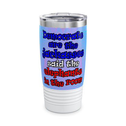 donkeys and elephants - Ringneck Tumbler, 20oz (light blue-purple wave)