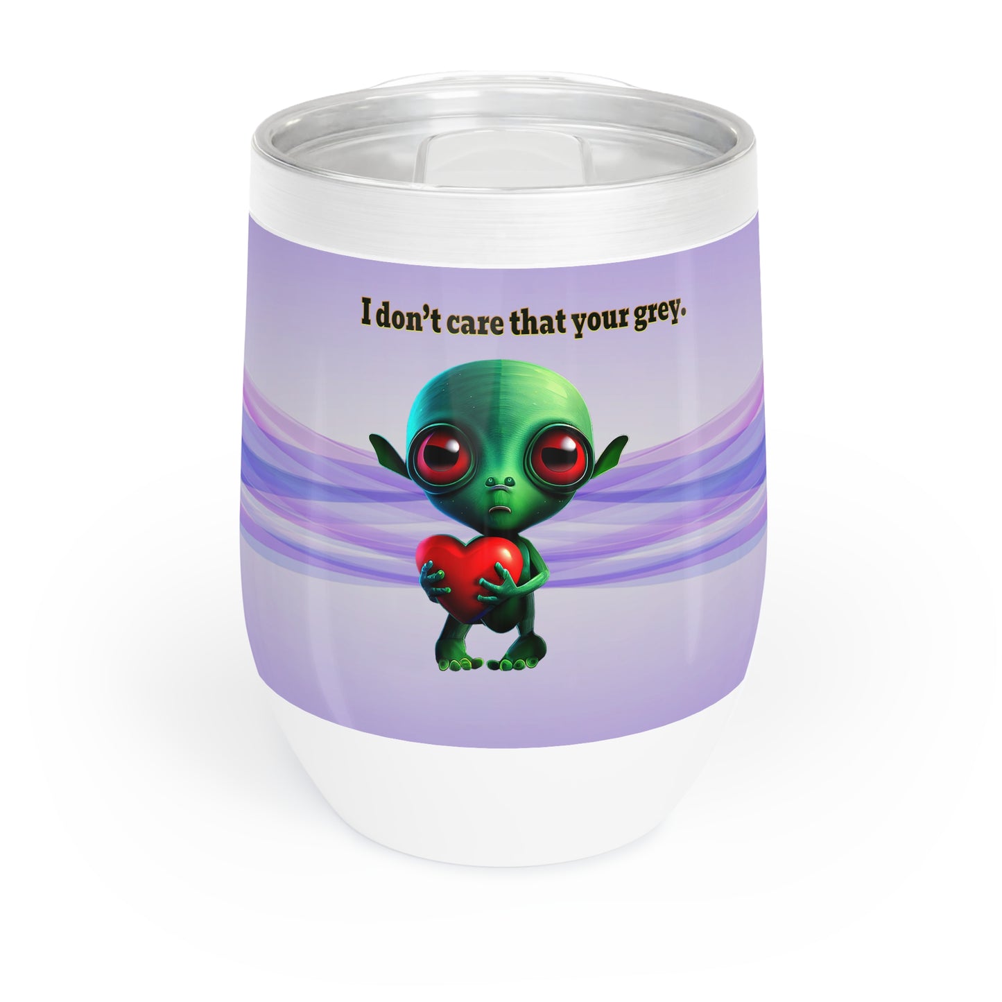 I don't care that your grey - Chill Wine Tumbler (light blue-pink wave)