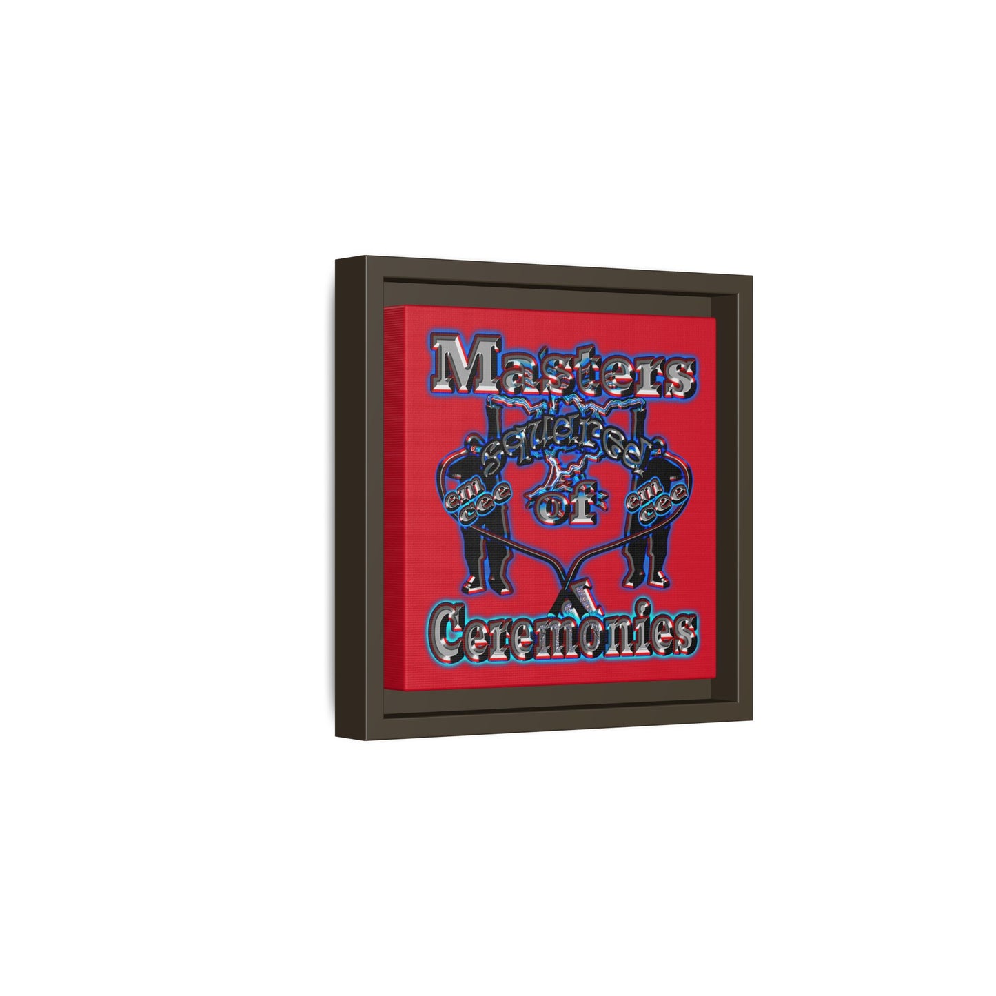 em cee squared - framed canvas art (dark red)