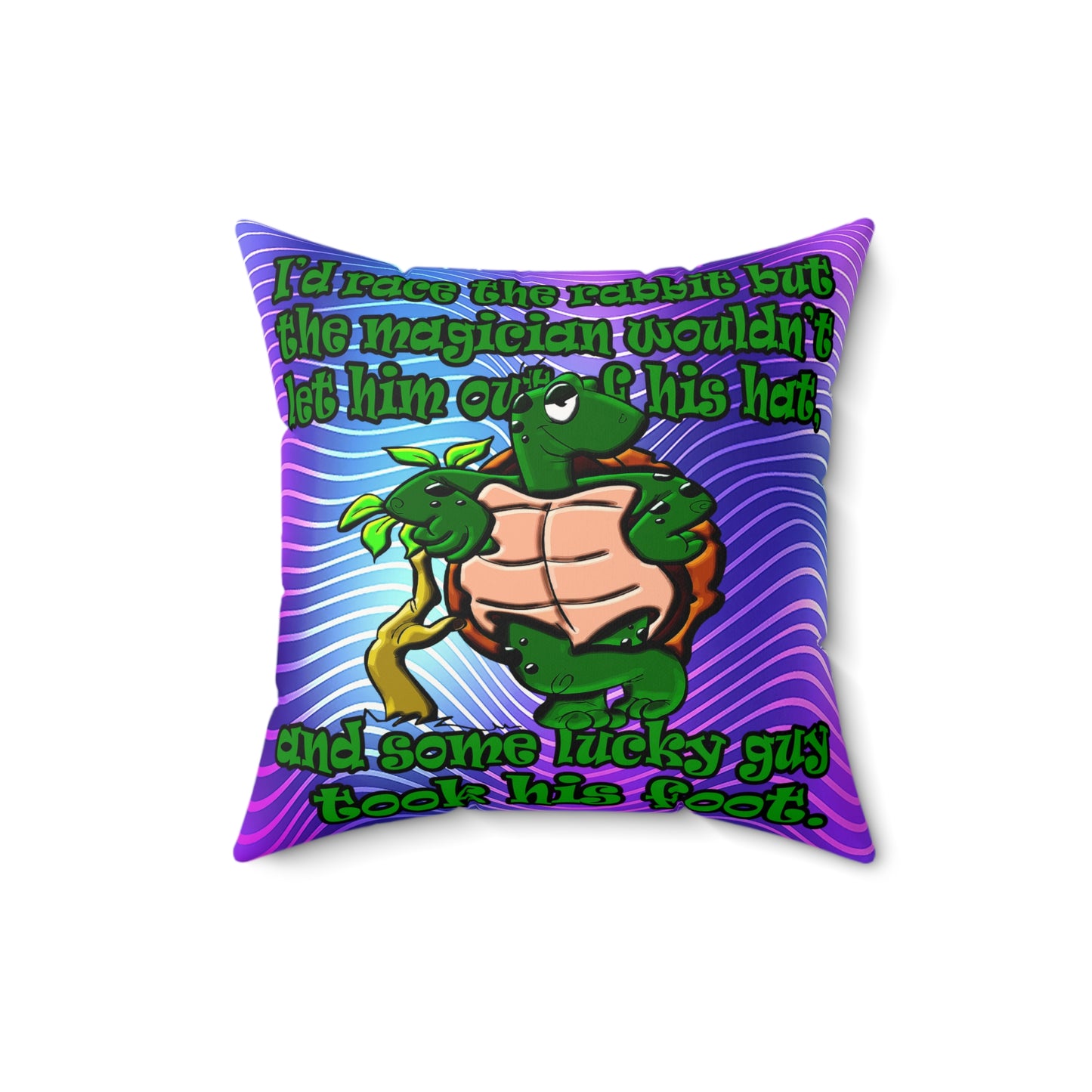 turtle race - Faux Suede Square Pillow - (purple wave)
