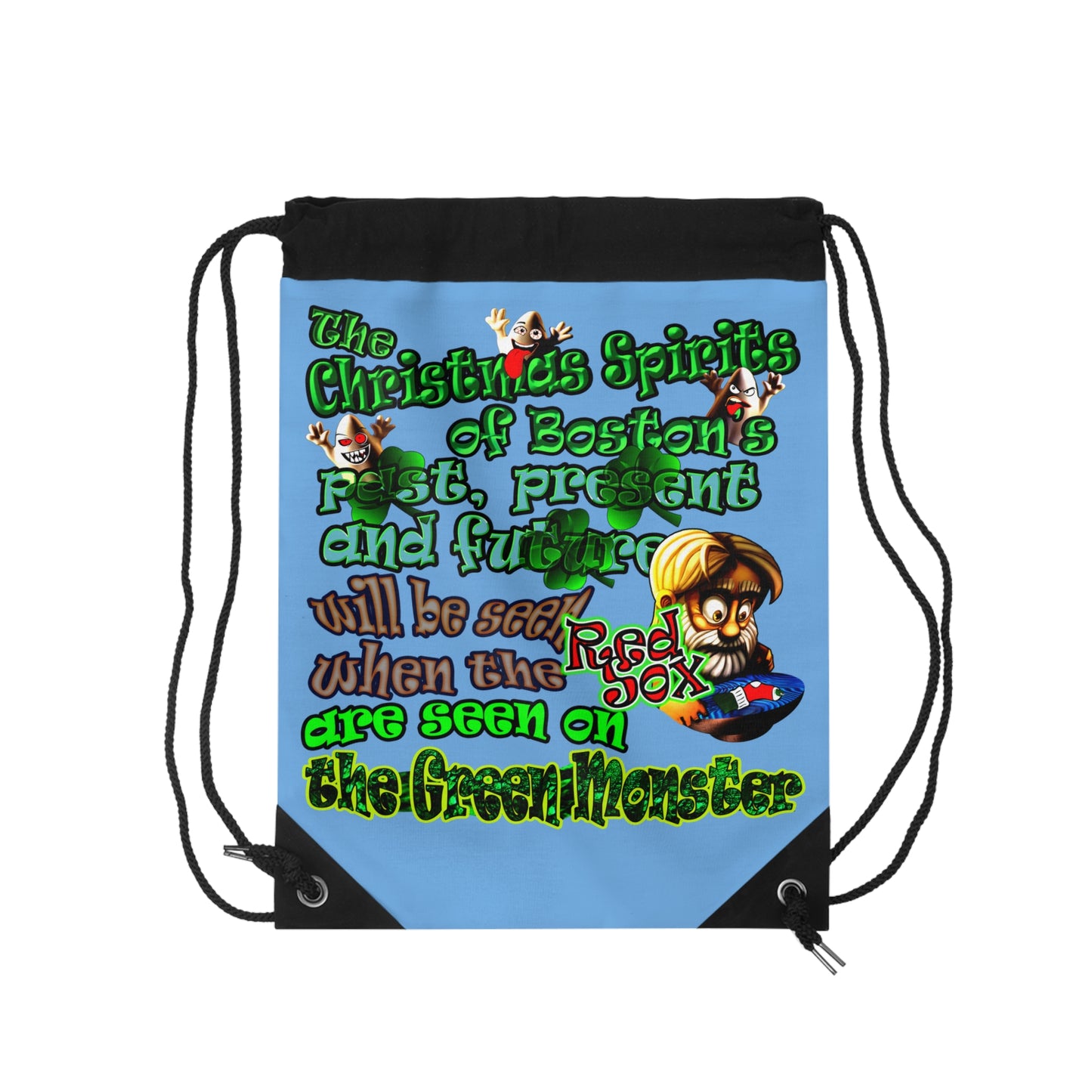 christmas spirits of boston - Drawstring Bag (light blue)