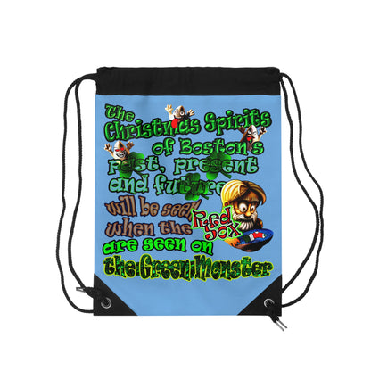 christmas spirits of boston - Drawstring Bag (light blue)