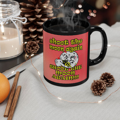 shoot the moon again - Black Mug (yellow-orange wave)