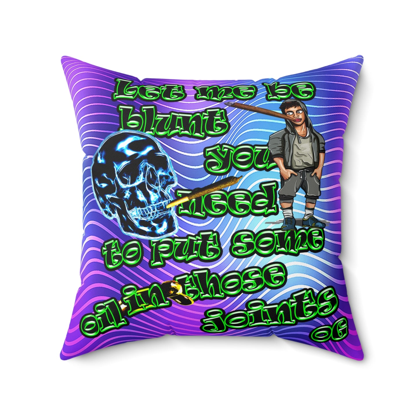 og - Spun Polyester Square Pillow - (purple wave)