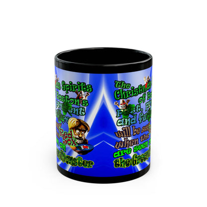 christmas spirits of boston - Black Mug (blue-white wave)