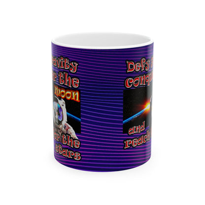 defy conquer reach - White Mug (purple wave)