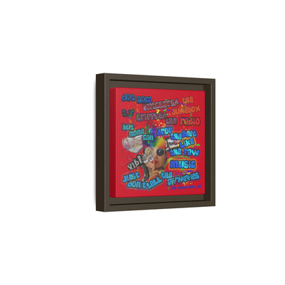 drop the beat - framed canvas art (dark red)