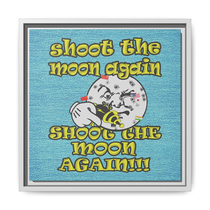 shoot the moon again - framed canvas art (faded blue)