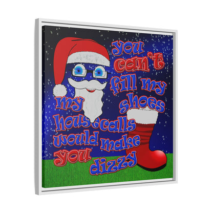 santa's shoes - framed canvas art ('snoops' background)