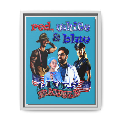 rw&b lives matter - framed canvas art (turquoise)