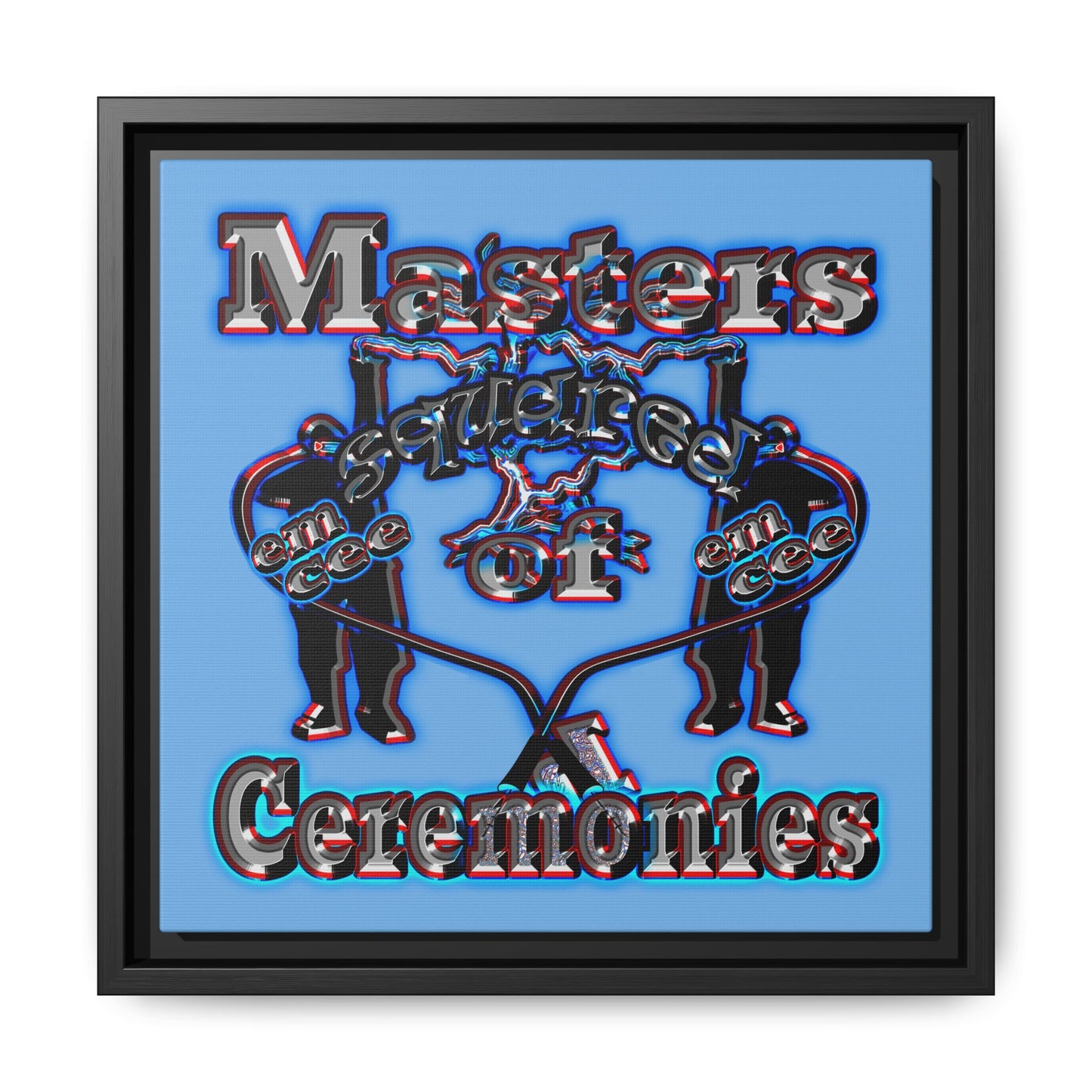 em cee squared - framed canvas art (light blue)