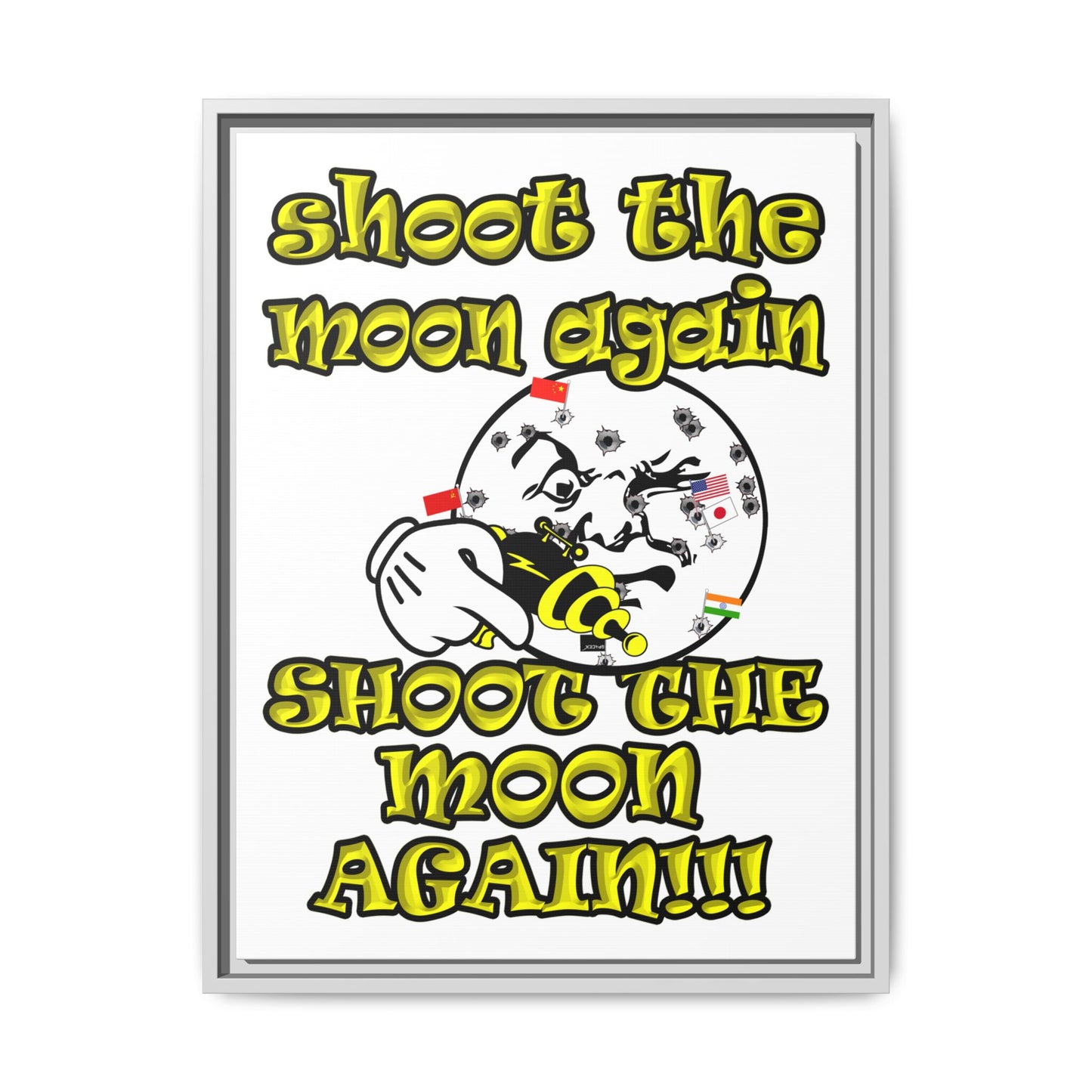 shoot the moon again - framed canvas art (white)