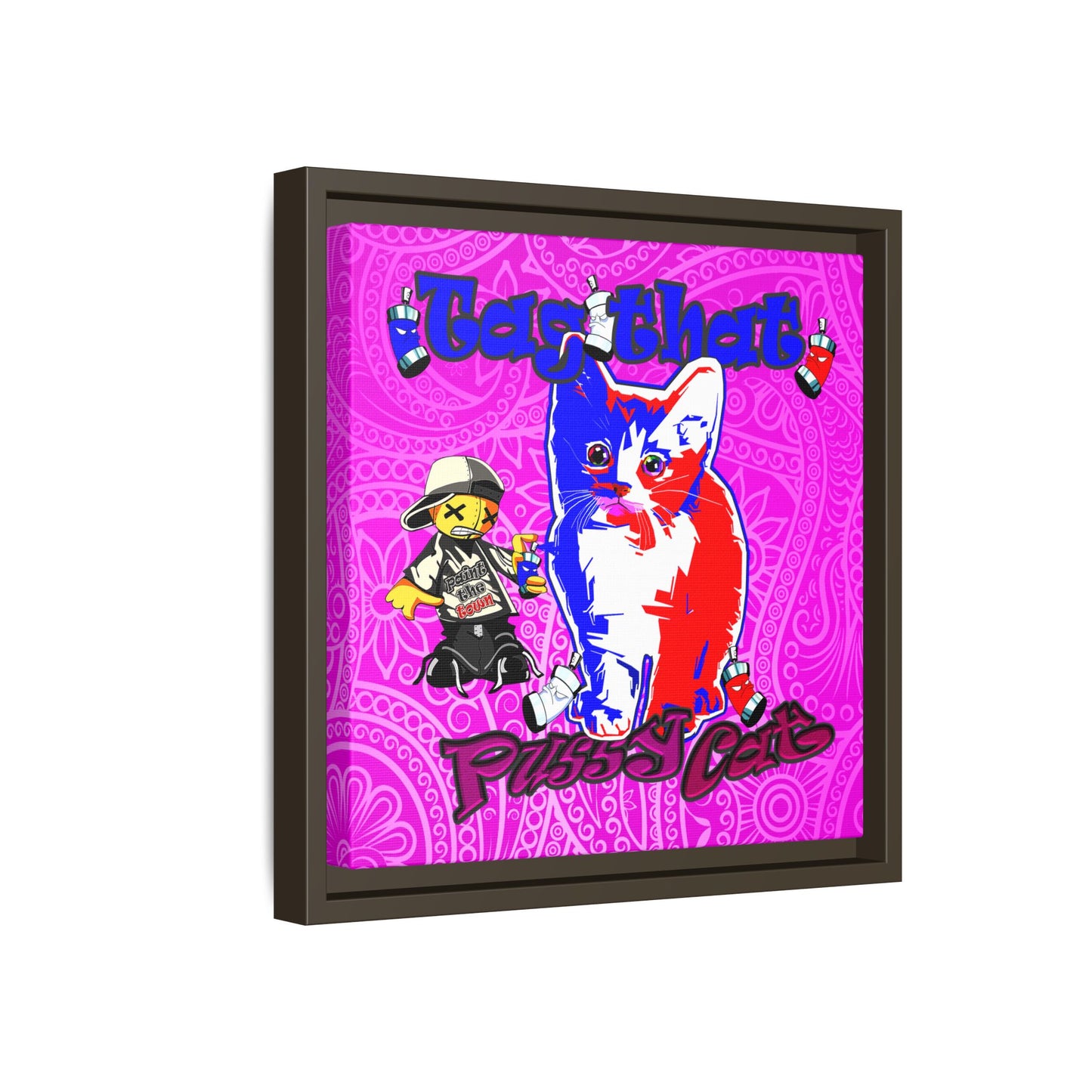 tag that - framed canvas art (pink swirl)