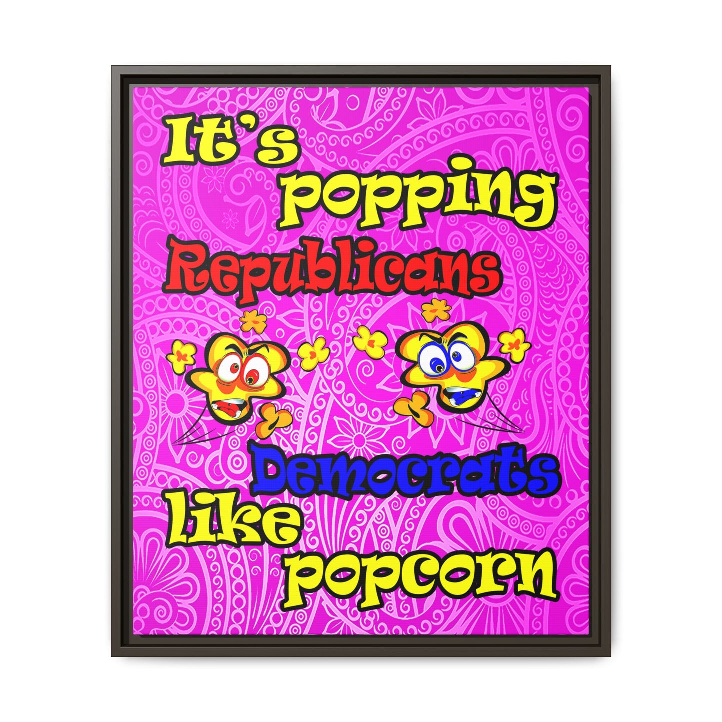 popping like popcorn - framed canvas art (pink swirl)