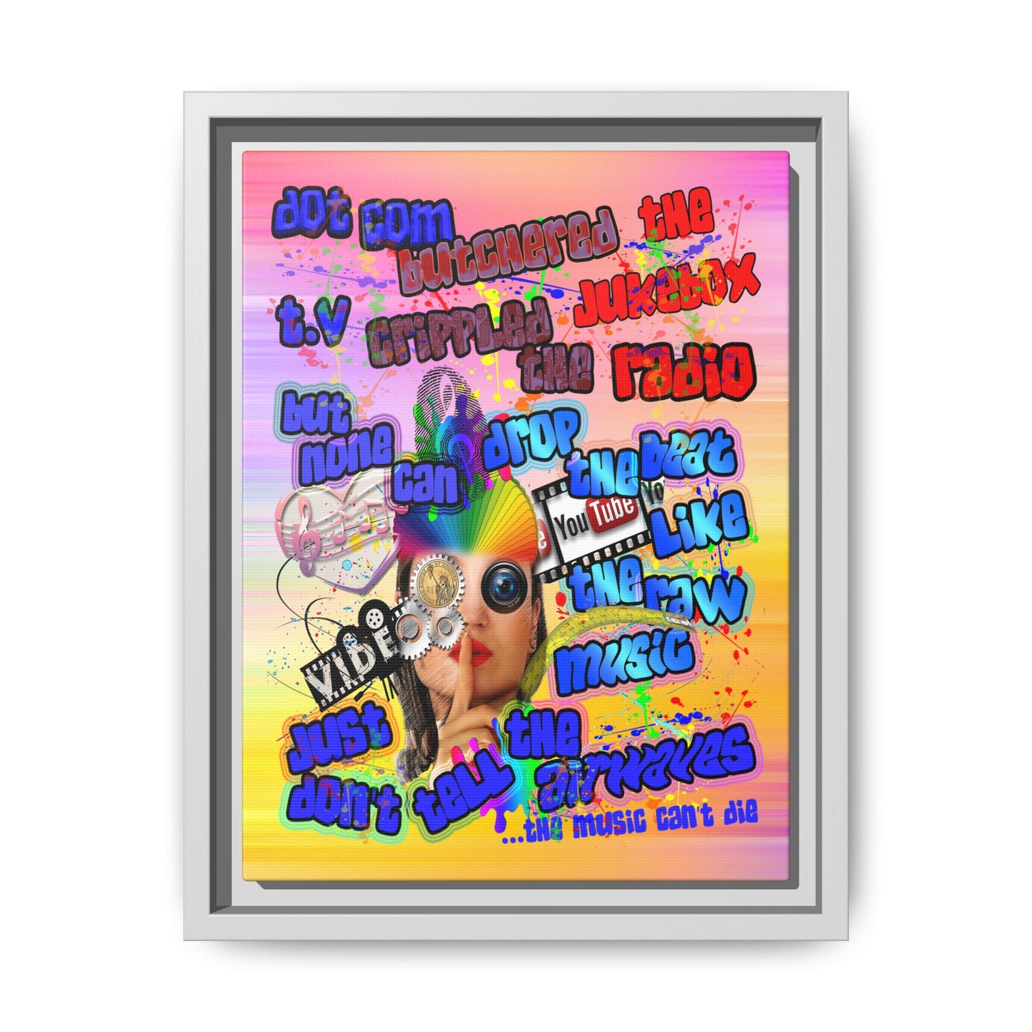 drop the beat - framed canvas art (color blur)