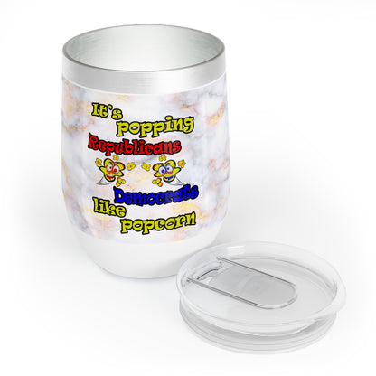 popping like popcorn - Chill Wine Tumbler (white marble)