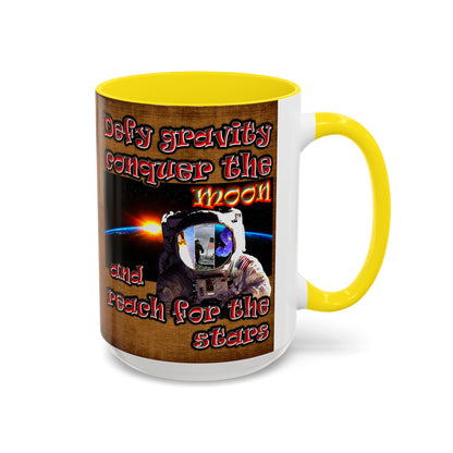 defy conquer reach - Accent Mug (brown papyrus)