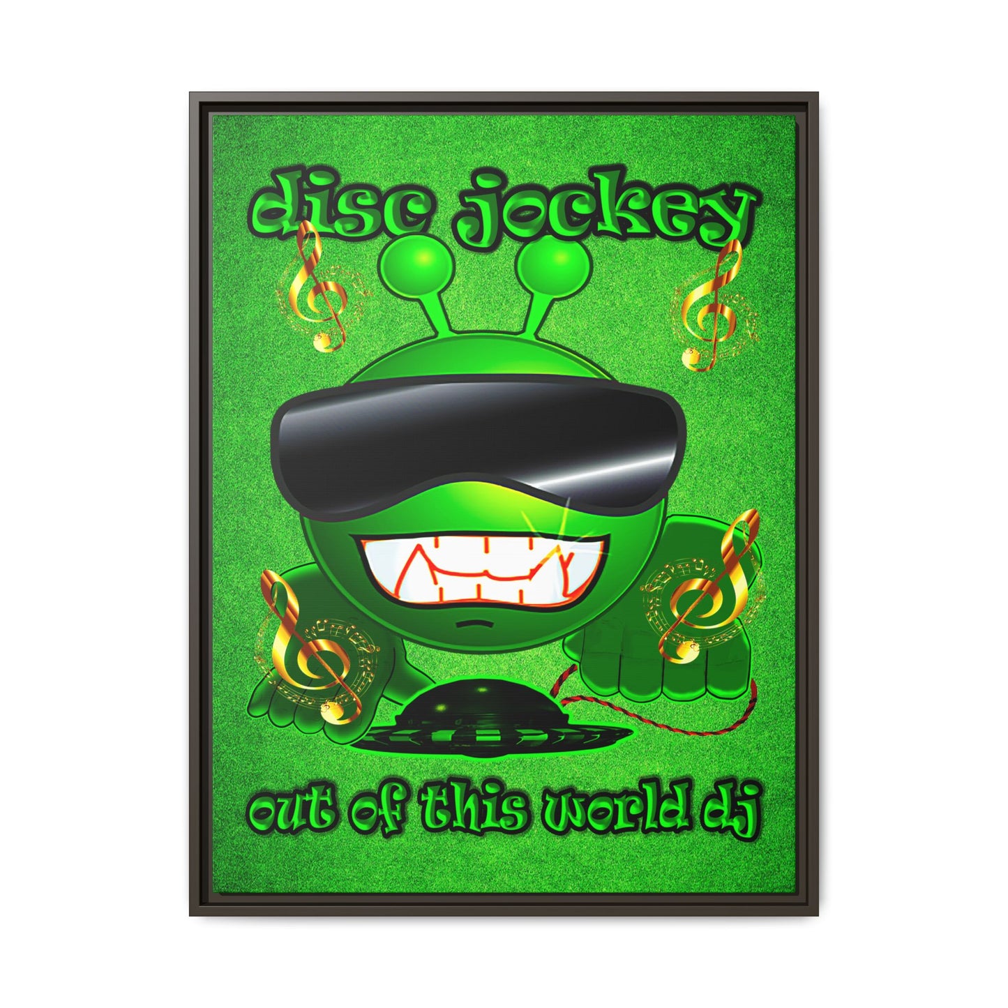 disc jockey - framed canvas art (green turf)