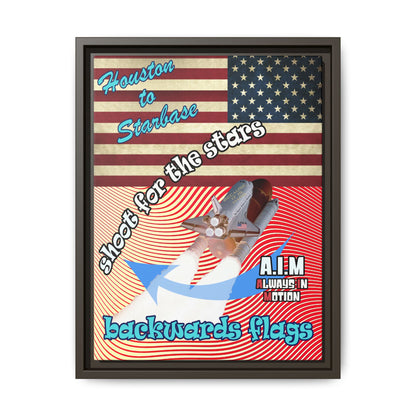 shoot for the stars - framed canvas art (yellow-orange wave)