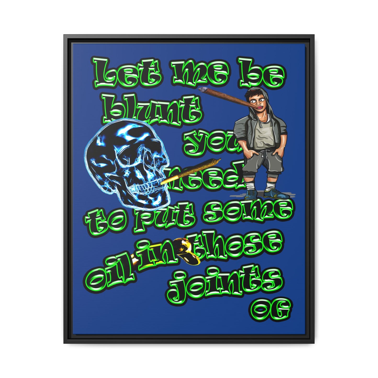 og - framed canvas art (dark blue)