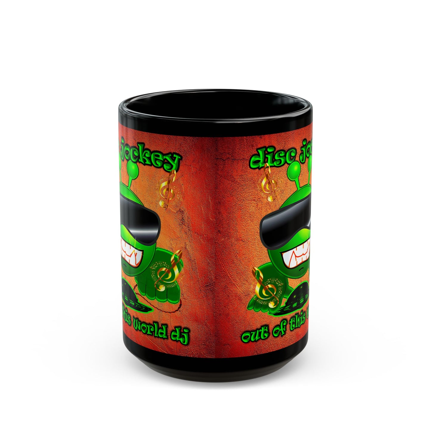 disc jockey - Black Mug (burnt orange)