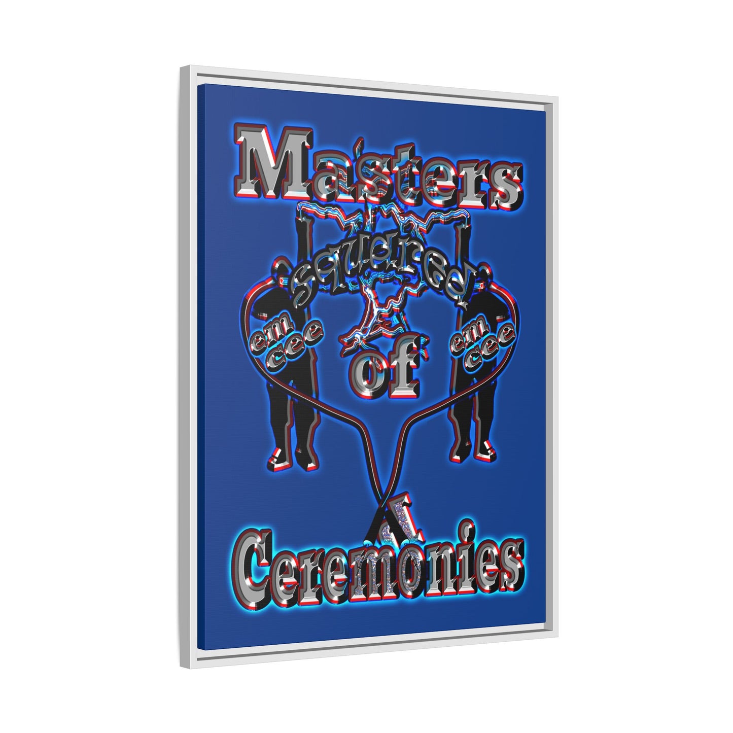 em cee squared - framed canvas art (dark blue)