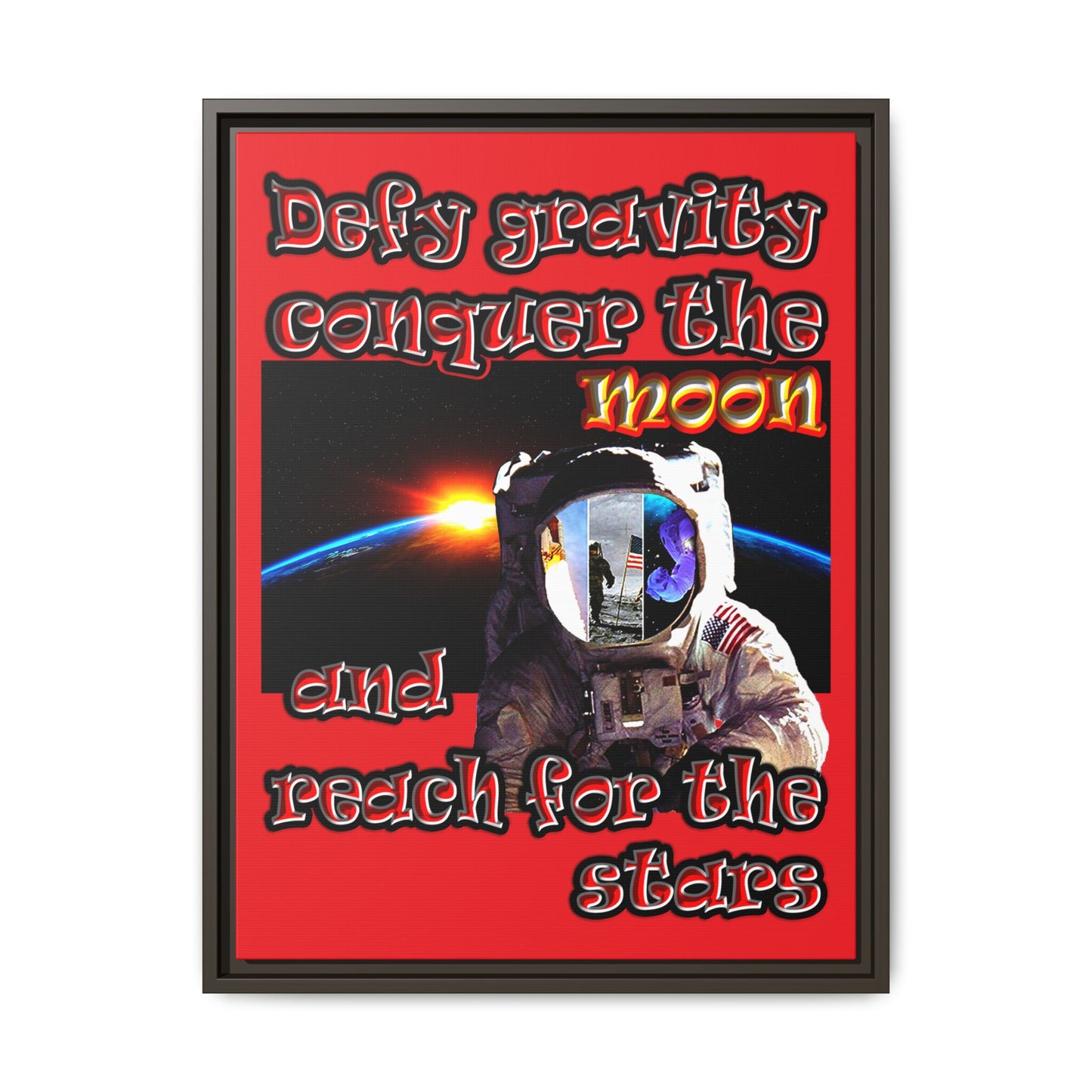 defy conquer reach - framed canvas art (red)