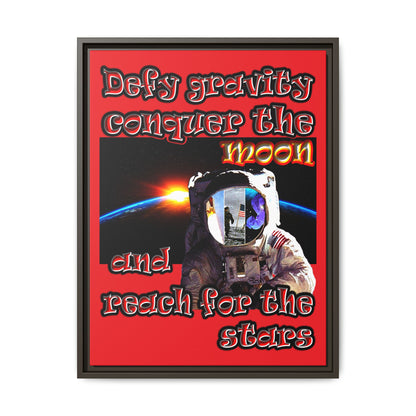 defy conquer reach - framed canvas art (red)