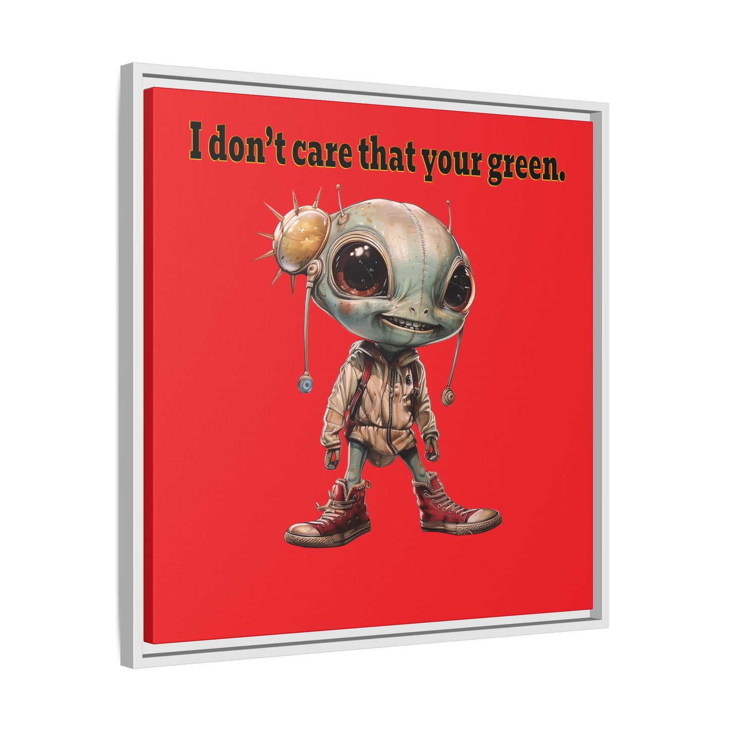 I don't care that your green - framed canvas art (red)