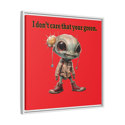 I don't care that your green - framed canvas art (red)