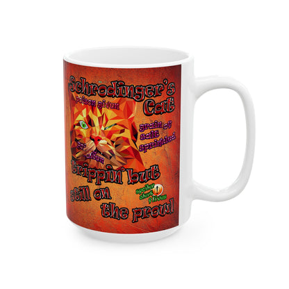 schrodinger's cat - White Mug (burnt orange)