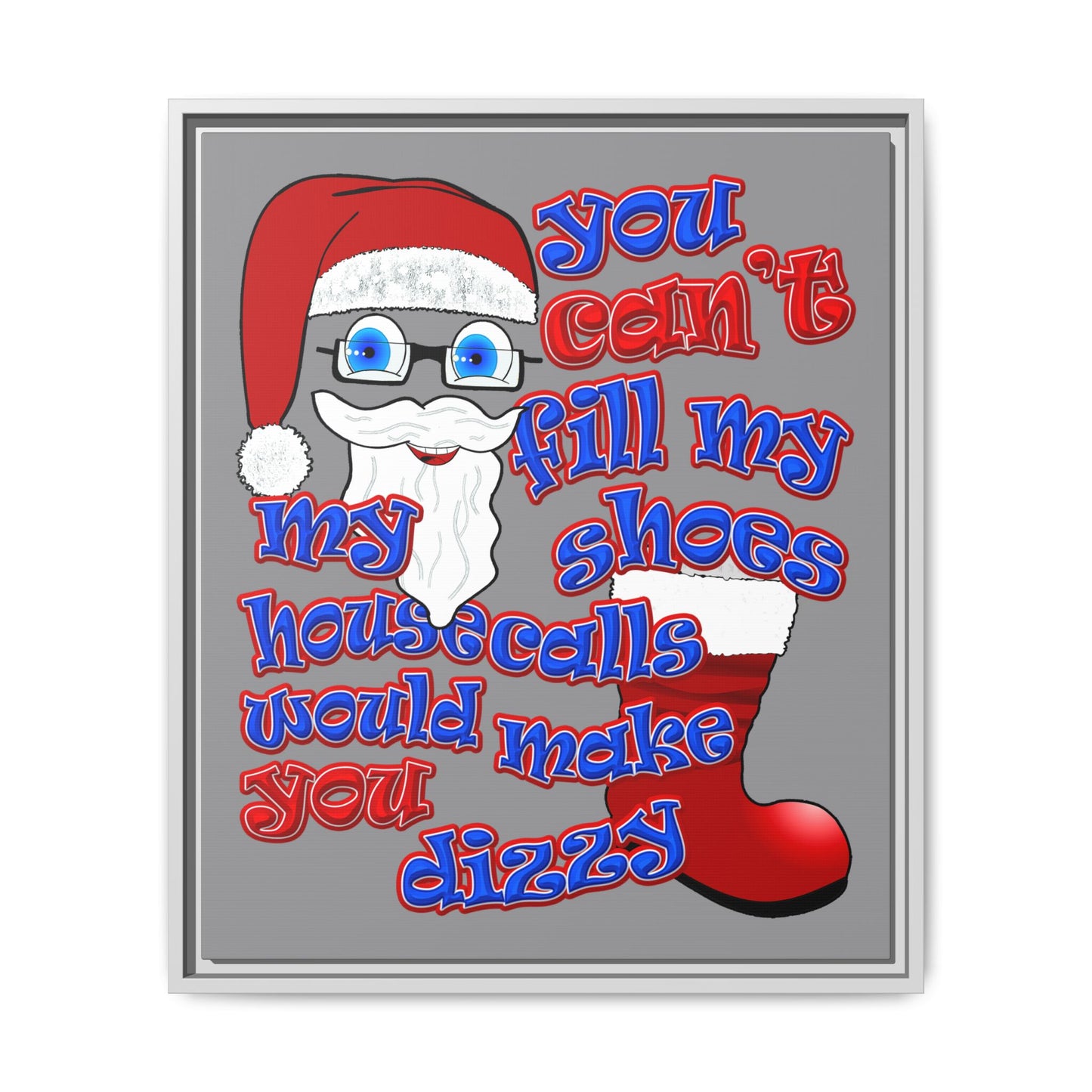 santa's shoes - framed canvas art (grey)